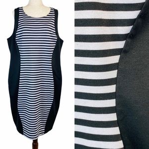 GUC Blk/Wht Striped Panel Bodycon Dress